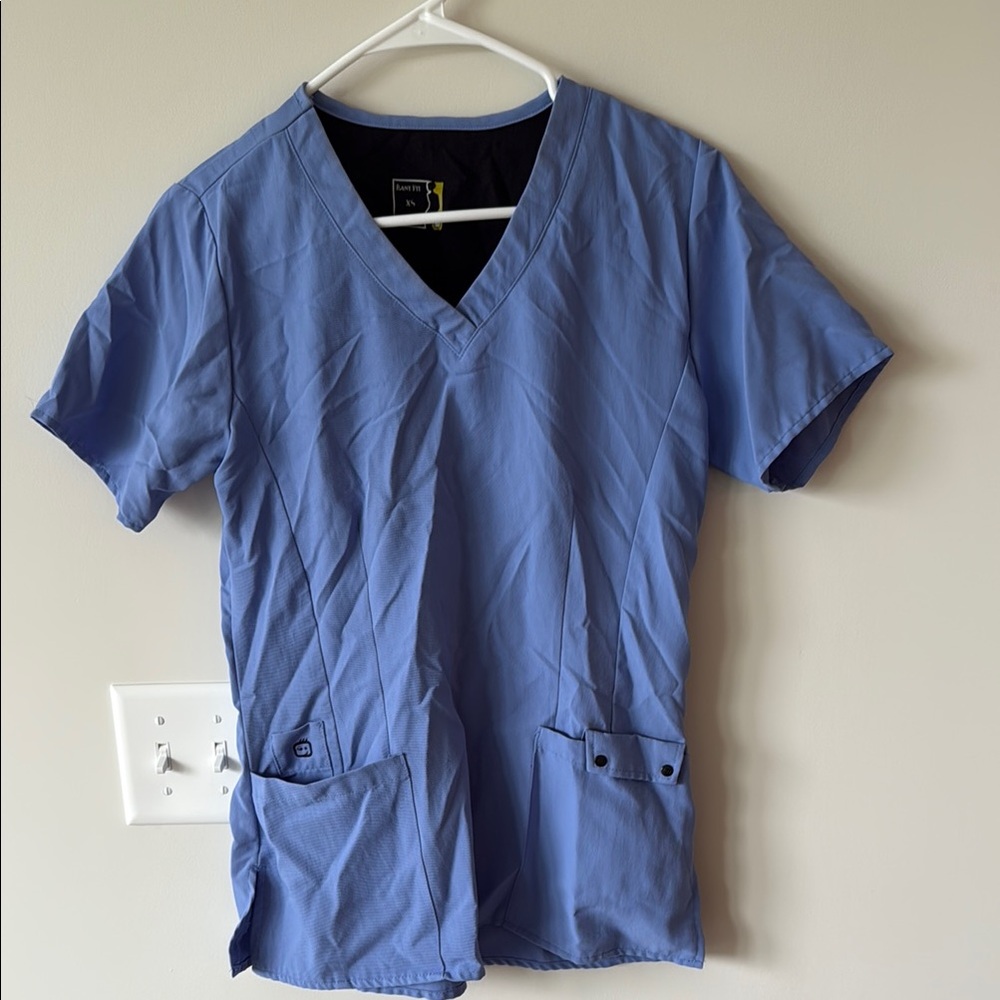 Stretchy Blue Scrub Top